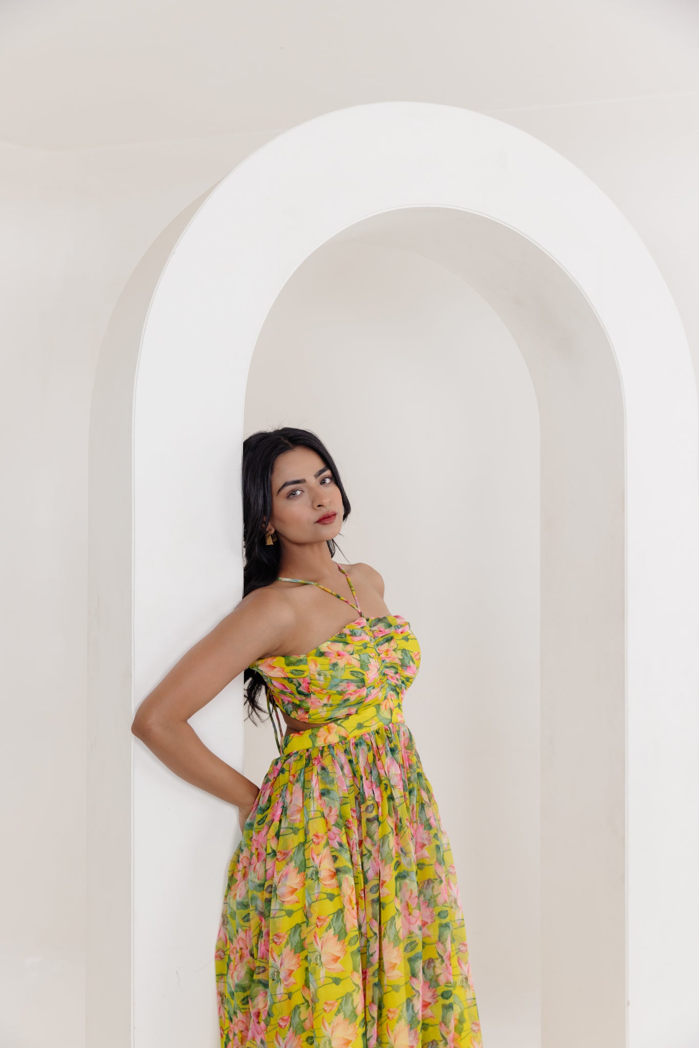 NIVA NEON FLORAL PRINTED LONG DRESS Deasha India