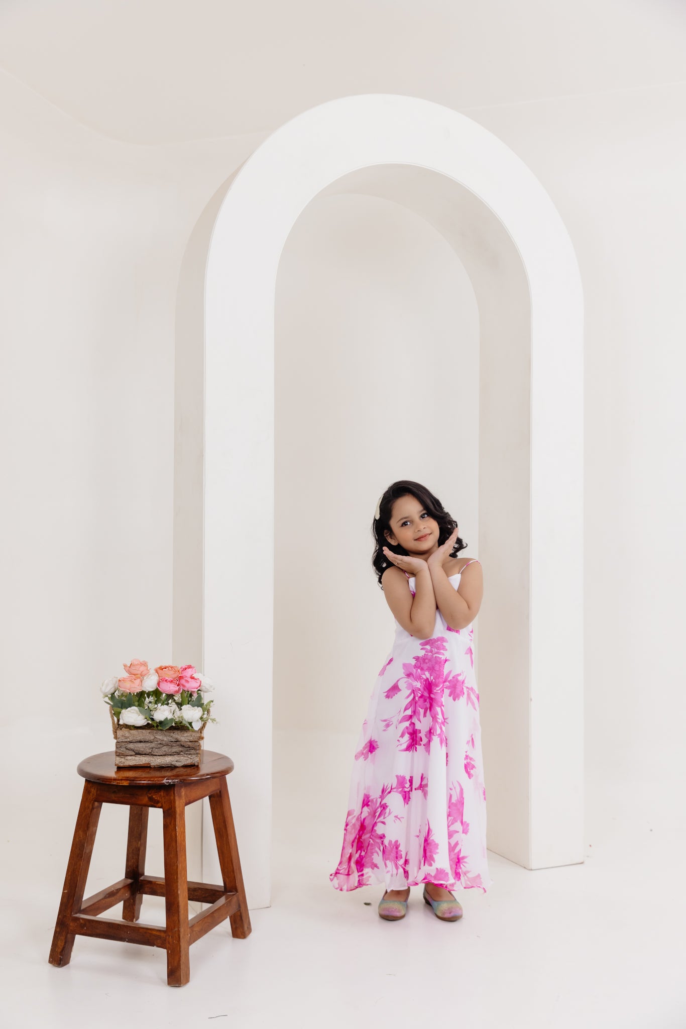 RUBY PINK FLORAL PRINTED DRESS Deasha India