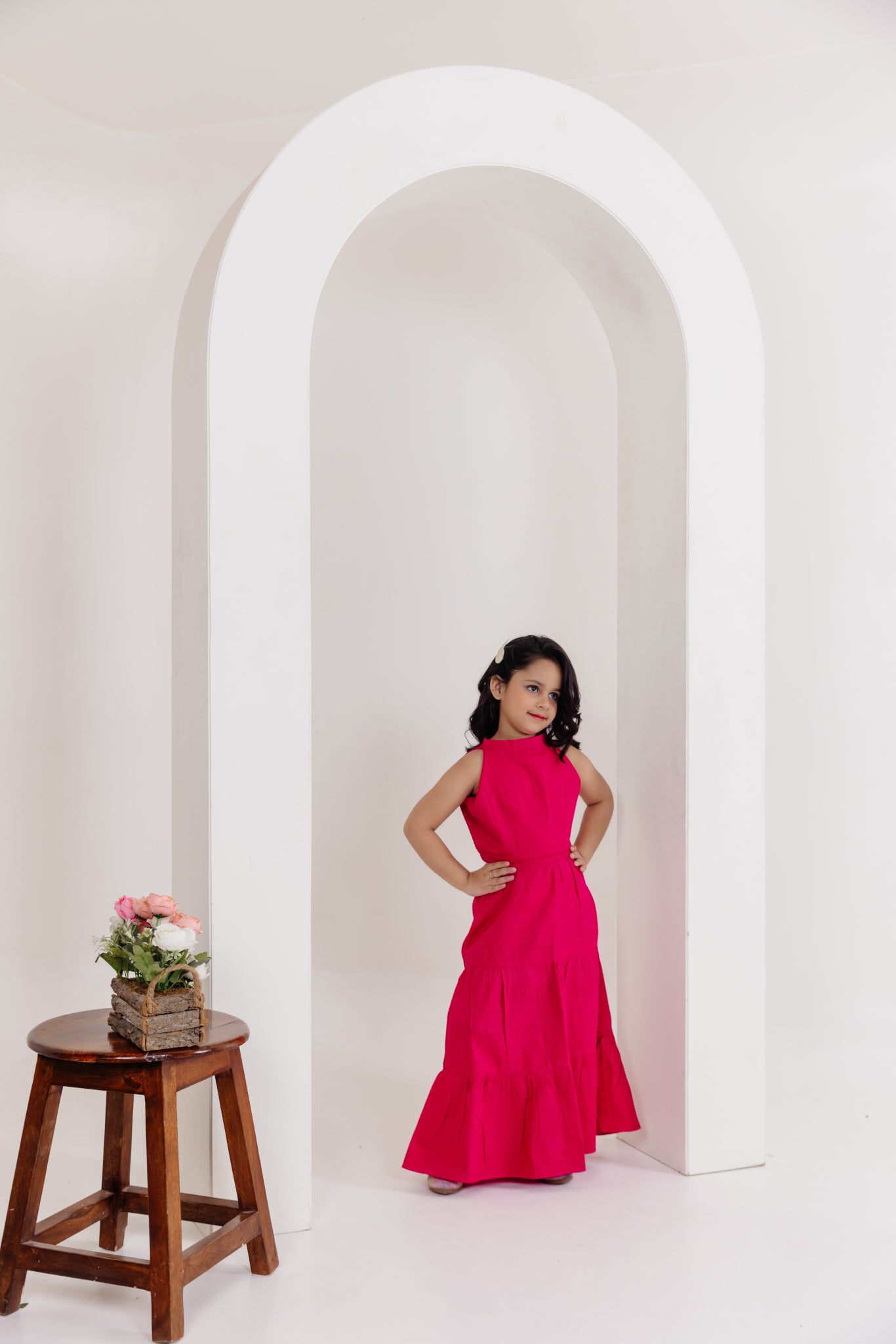 ZOE MAGENTA PINK POPLIN DRESS Deasha India