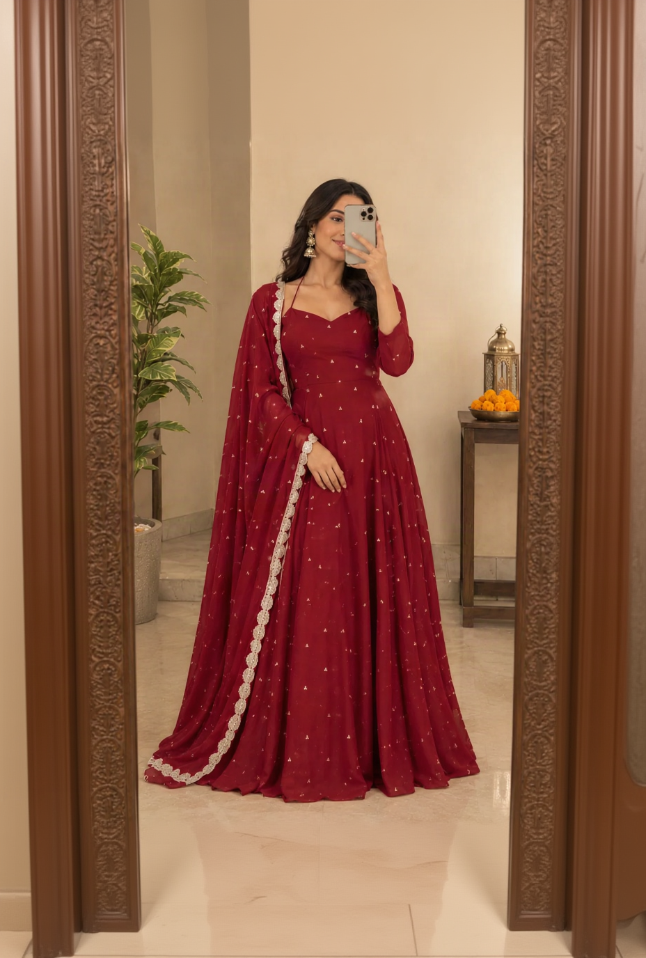 ISHANI RED ANARKALI SET