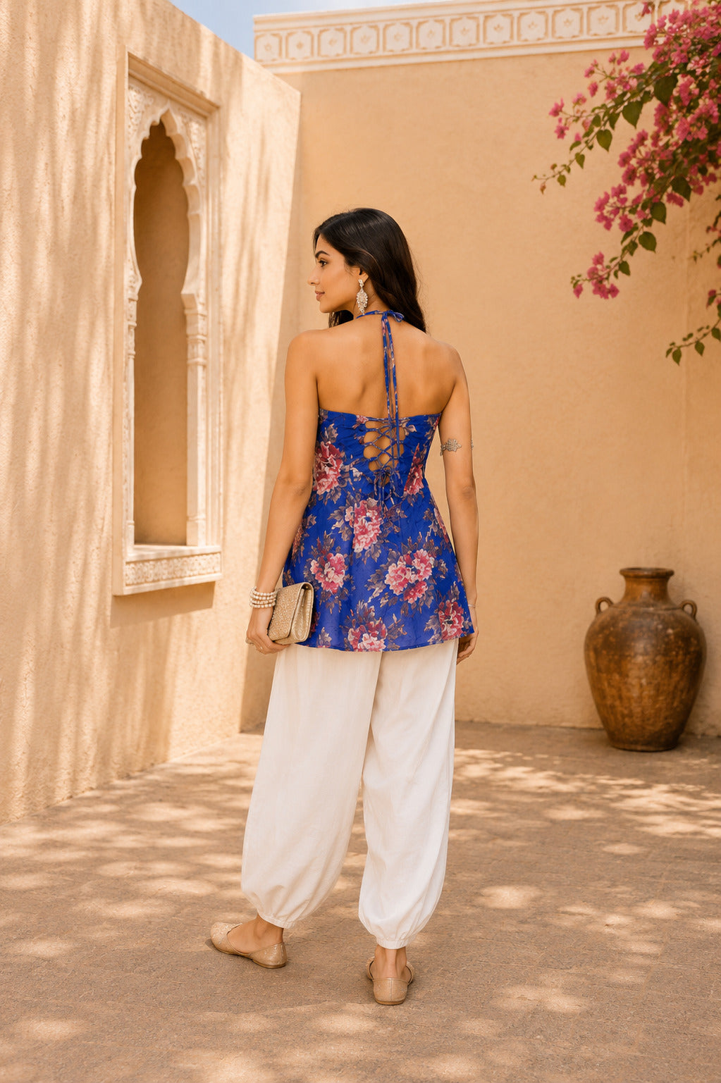 HINA BLUE FLORAL BALLOON PANTS SET