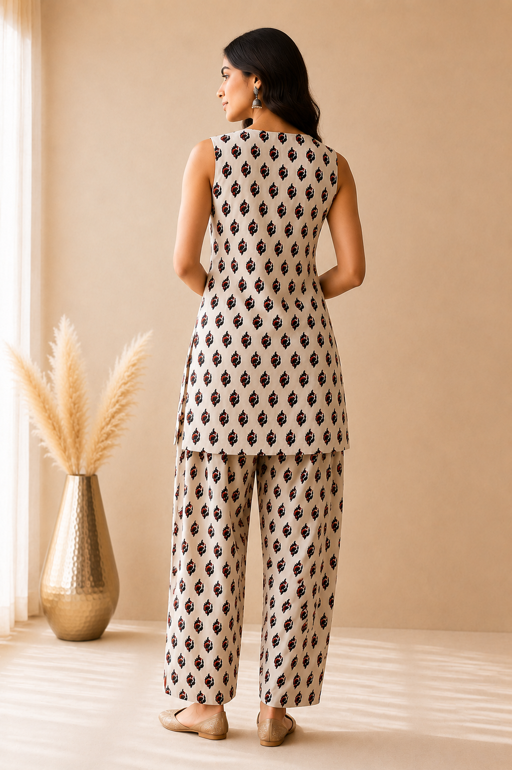 RAIZA COTTON BLOCK PRINTED FARSHI SET