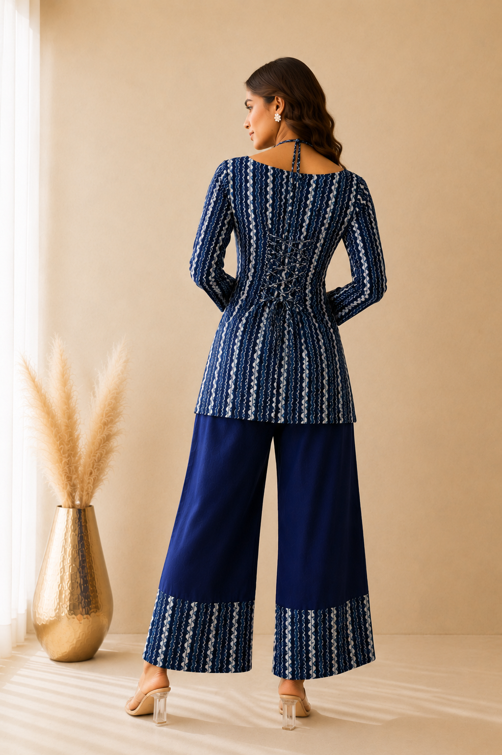 TARISHI INDIGO CORSET KURTI COORD SET