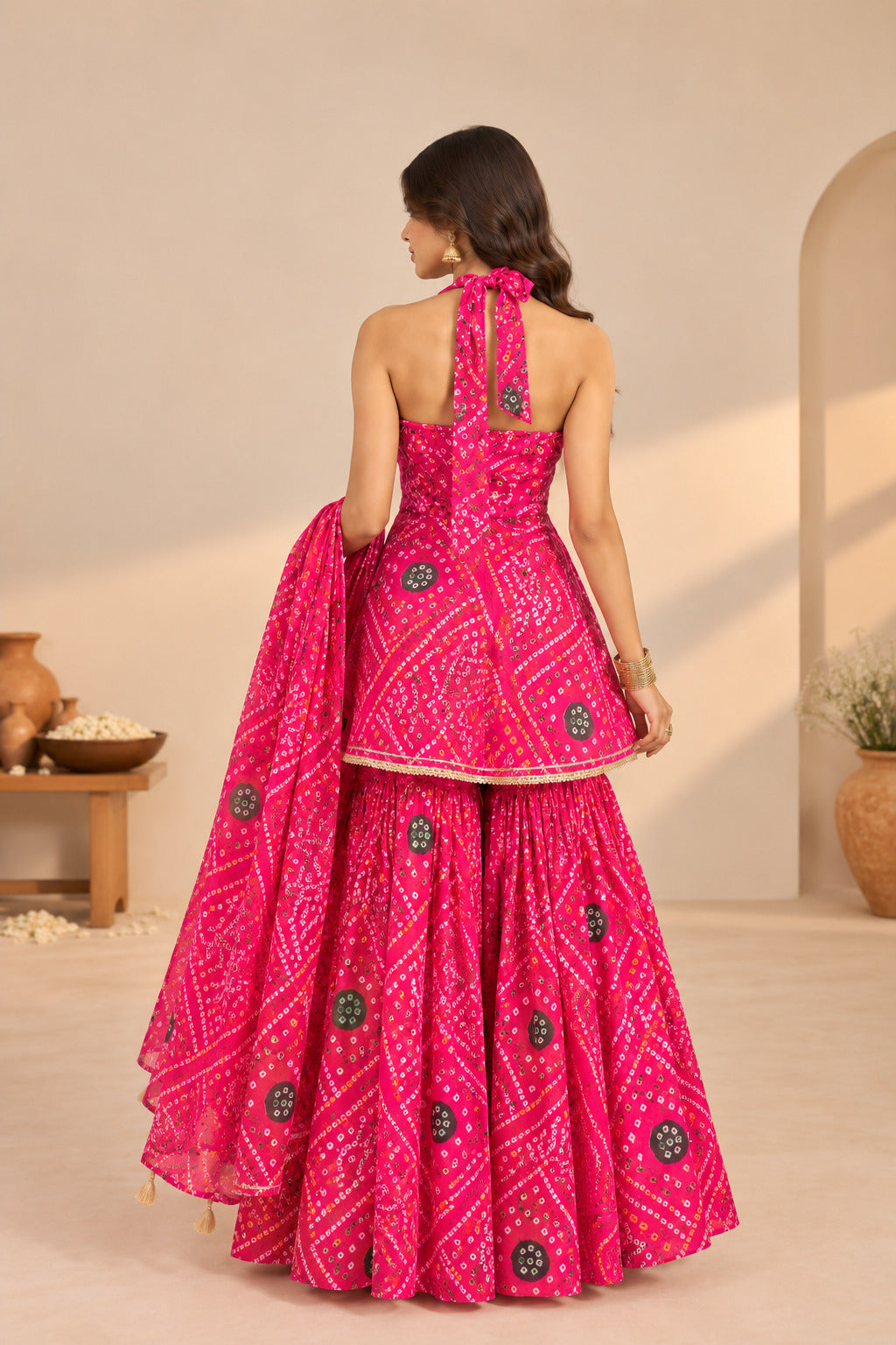 ANUSHKA PINK BANDHEJ SHARARA SET