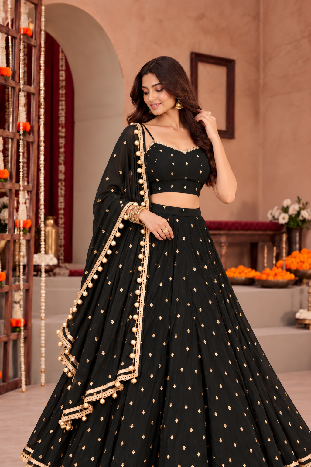 MANSI BLACK FESTIVE LEHENGA