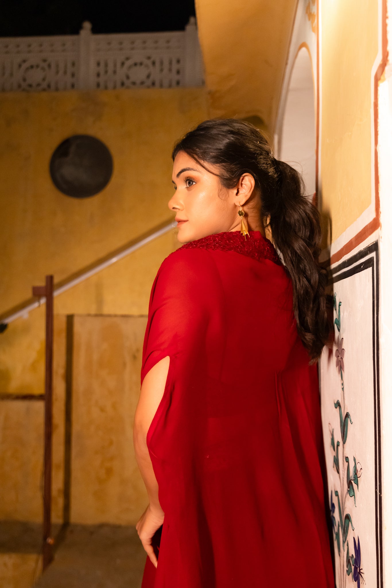 MIRA MAROON RED DETAILED LEHENGA SHRUG SET Deasha India