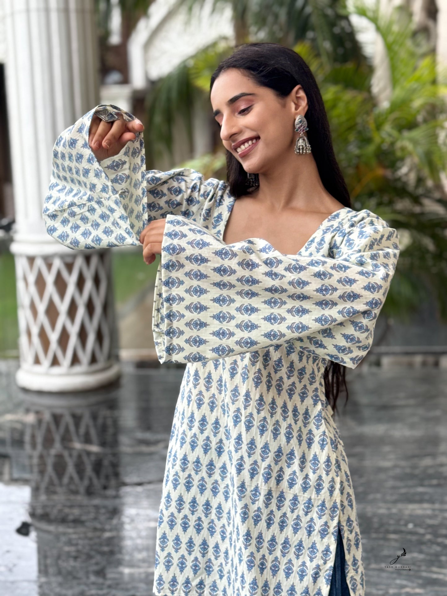 VRITTIKA COTTON BELL SLEEVES SHORT KURTI
