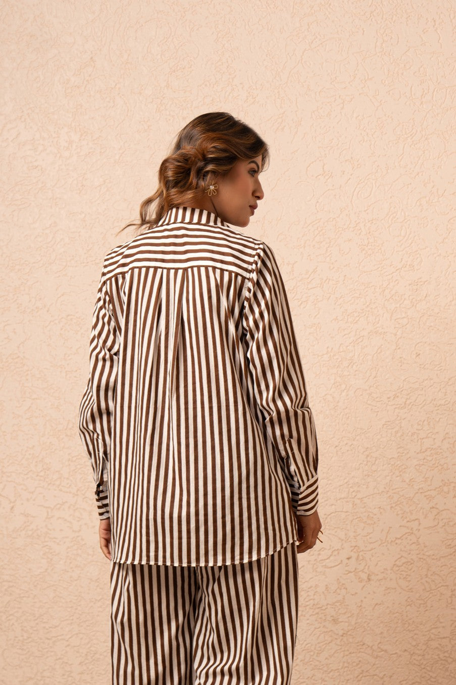 SASHA BROWN STRIPED SHIRT