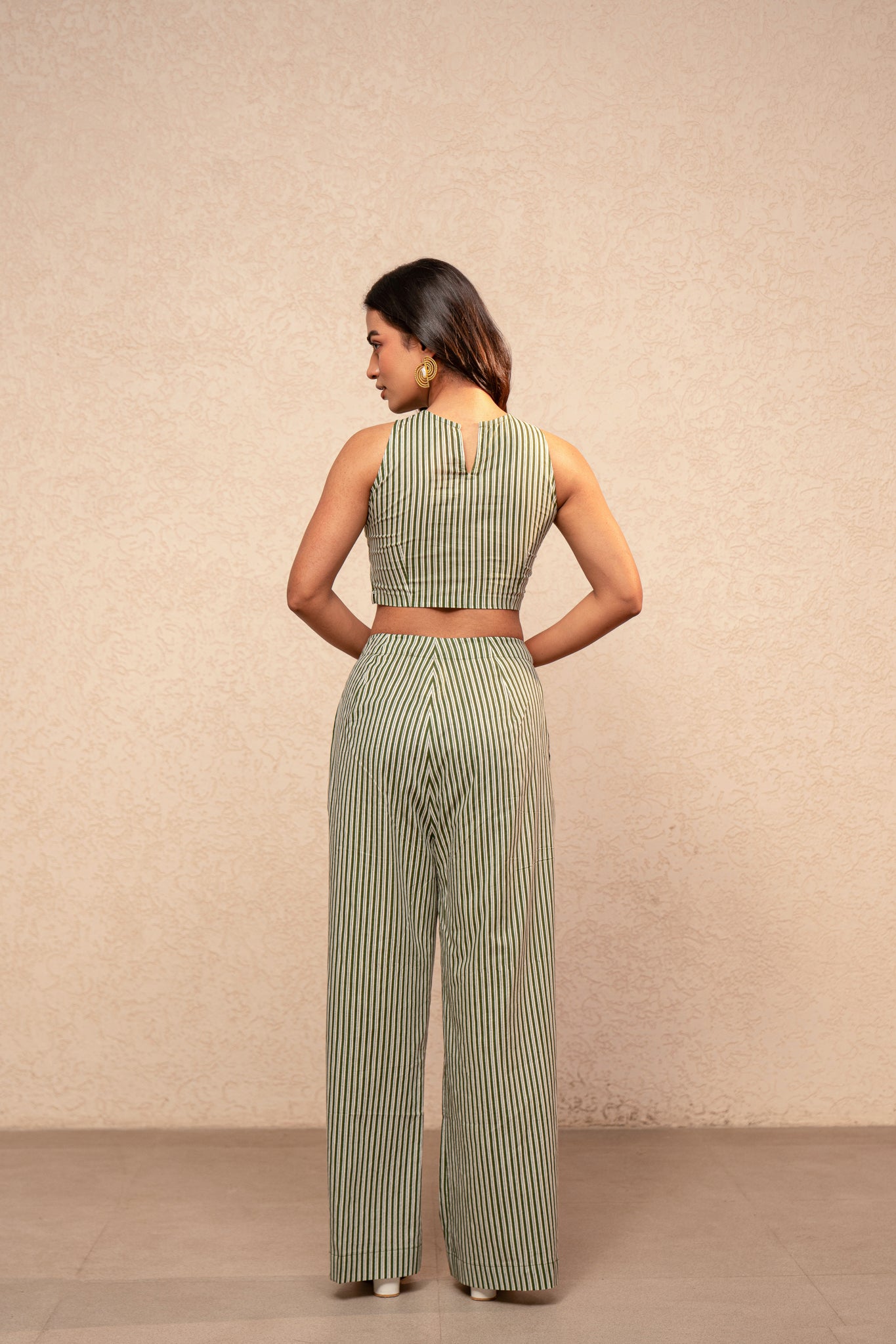 MAEVE GREEN STRIPED 2 PIECE COORD SET