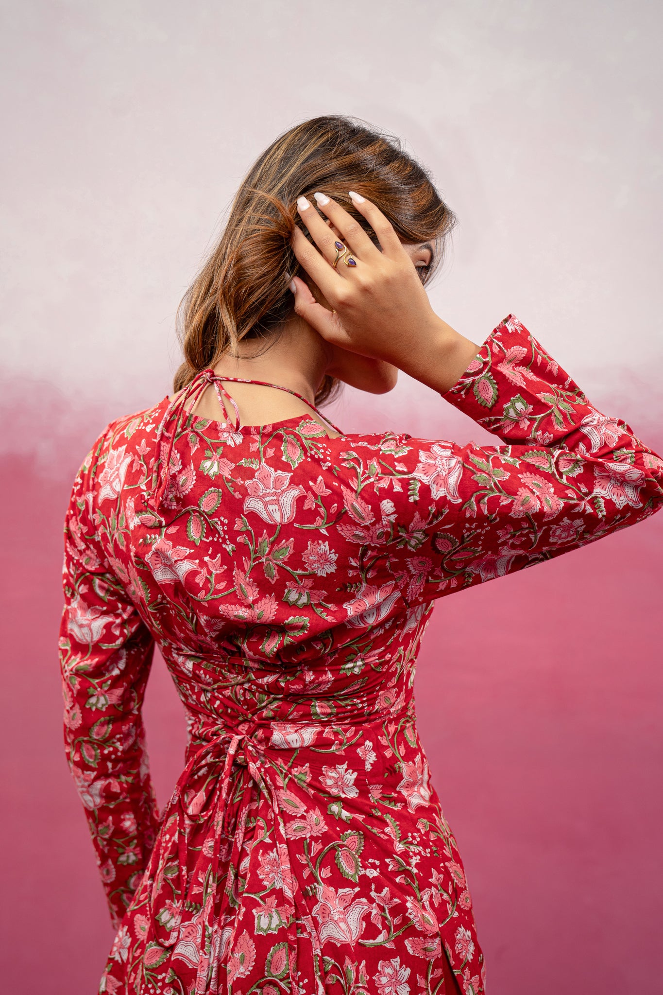 IRAVYA RED CORSET KURTI COORD SET