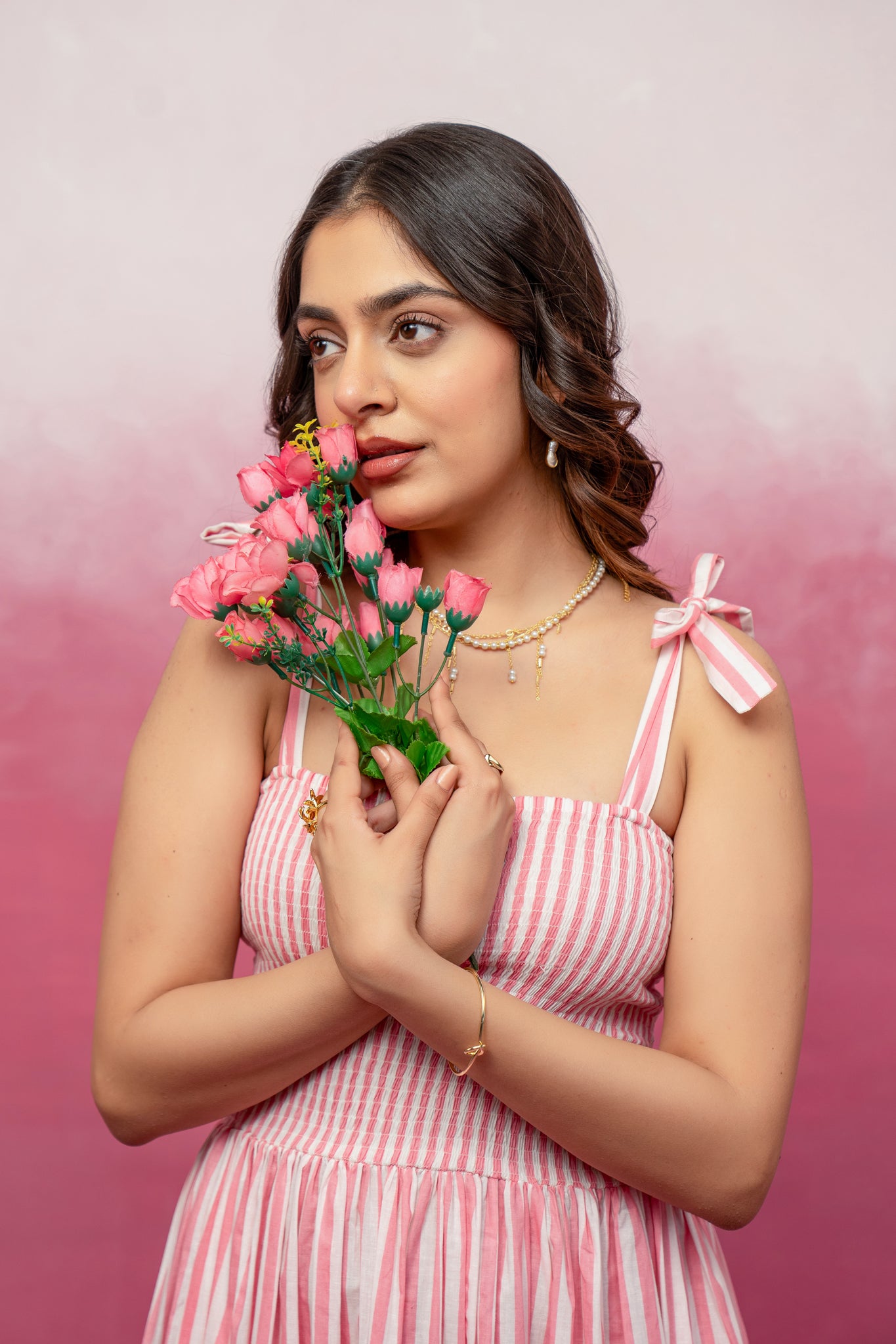 JULIA PINK STRIPED MAXI DRESS