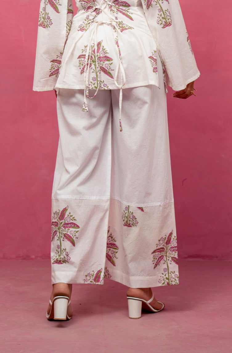 EVIKA WHITE FLORAL PANTS