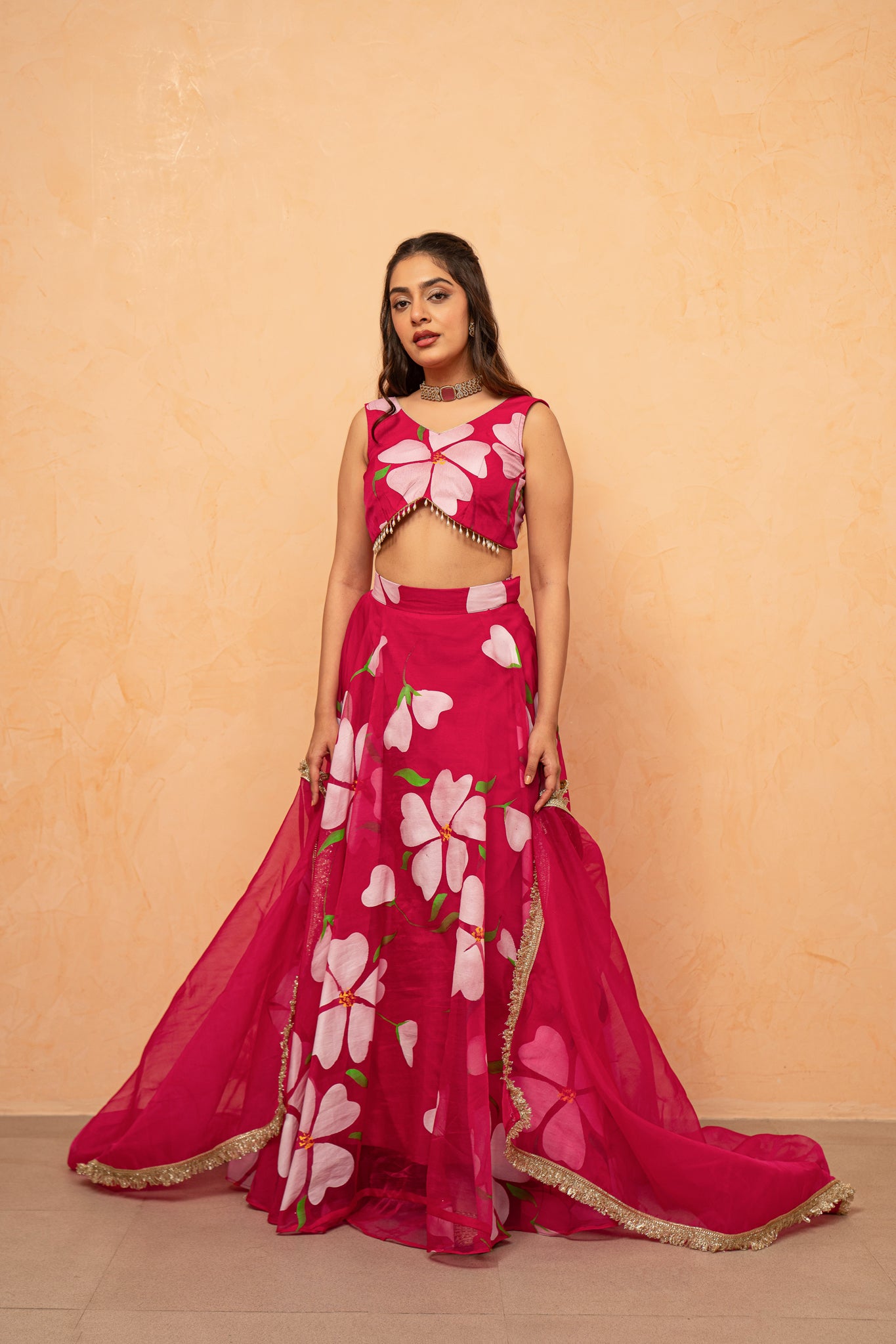 HIRAL YELLOW HANDPAINTED LEHENGA