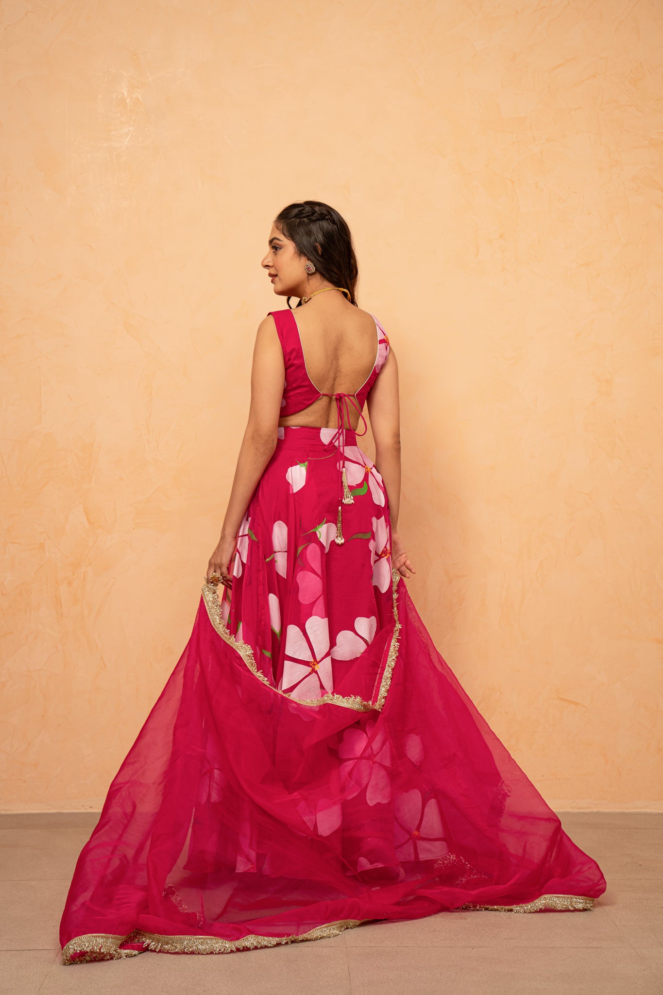 ZOHRA RED HANDPAINTED LEHENGA