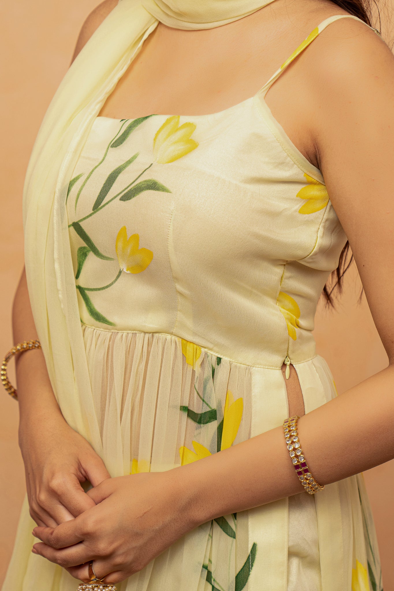 MANIKA PASTEL YELLOW HANDPAINTED KURTA SET