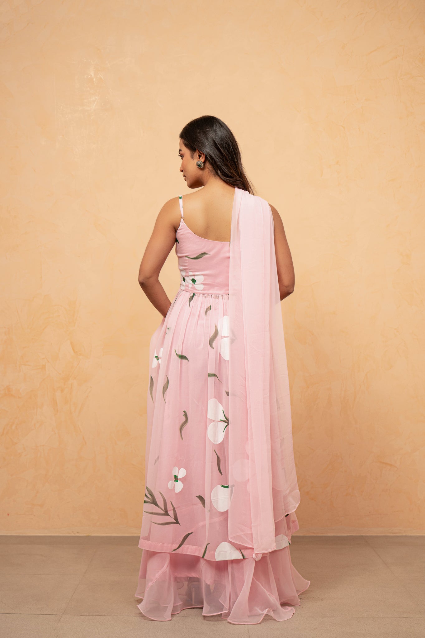 IKSHA PASTEL PINK HANDPAINTED KURTA SET