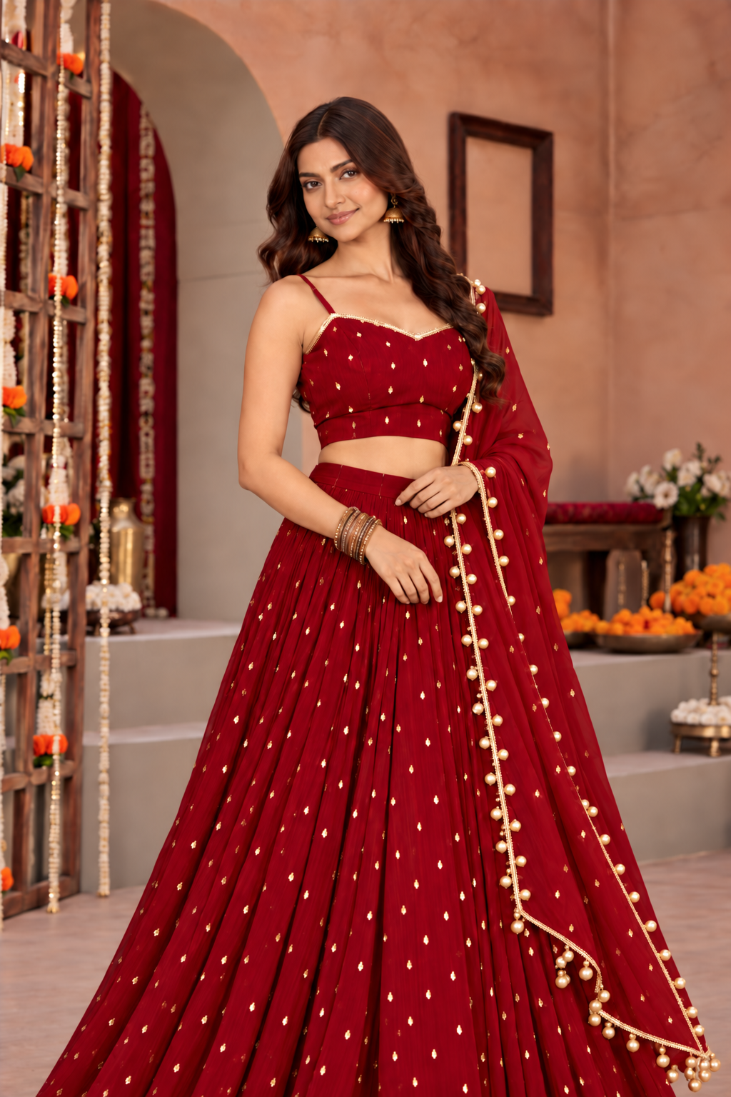 SAADHVI MAROON FESTIVE LEHENGA