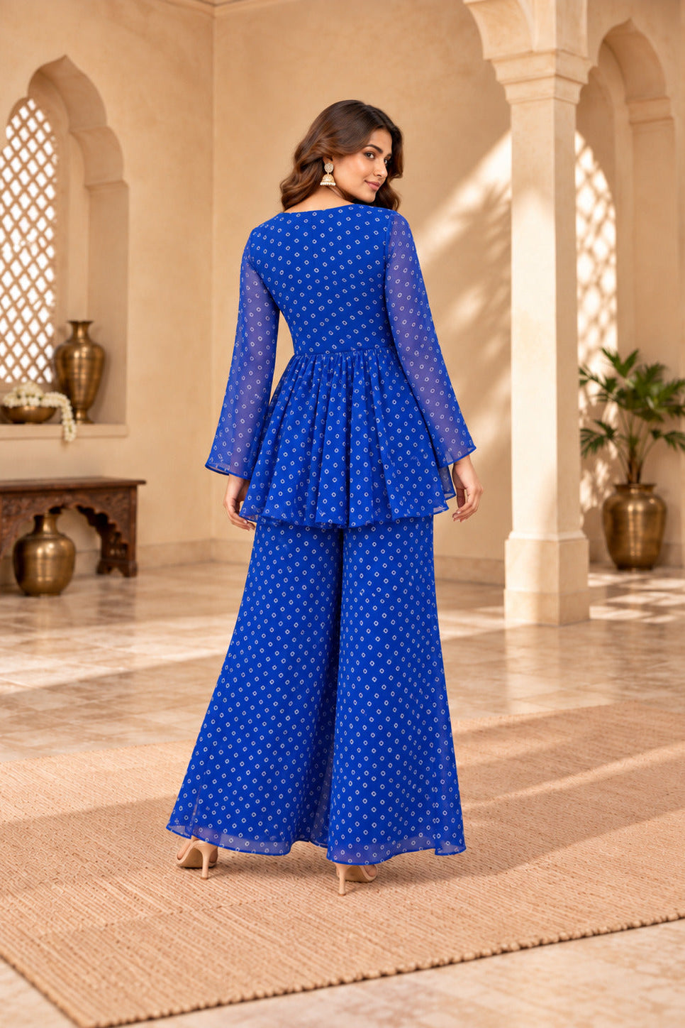 PREET BLUE BANDHEJ COORD SET