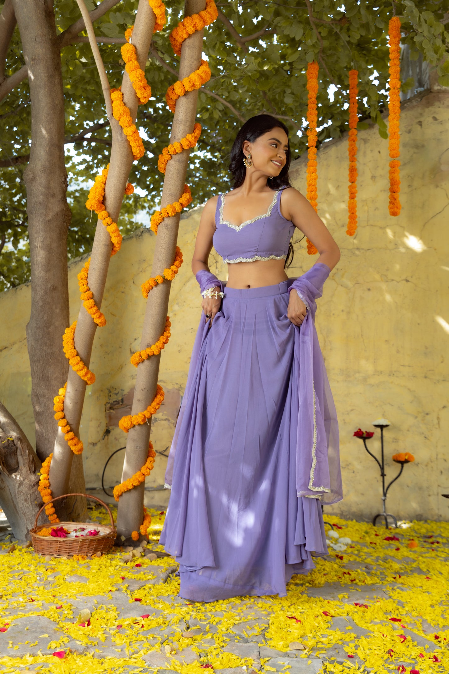 TARA VOILET GREY DETAILED LEHENGA SET Deasha India