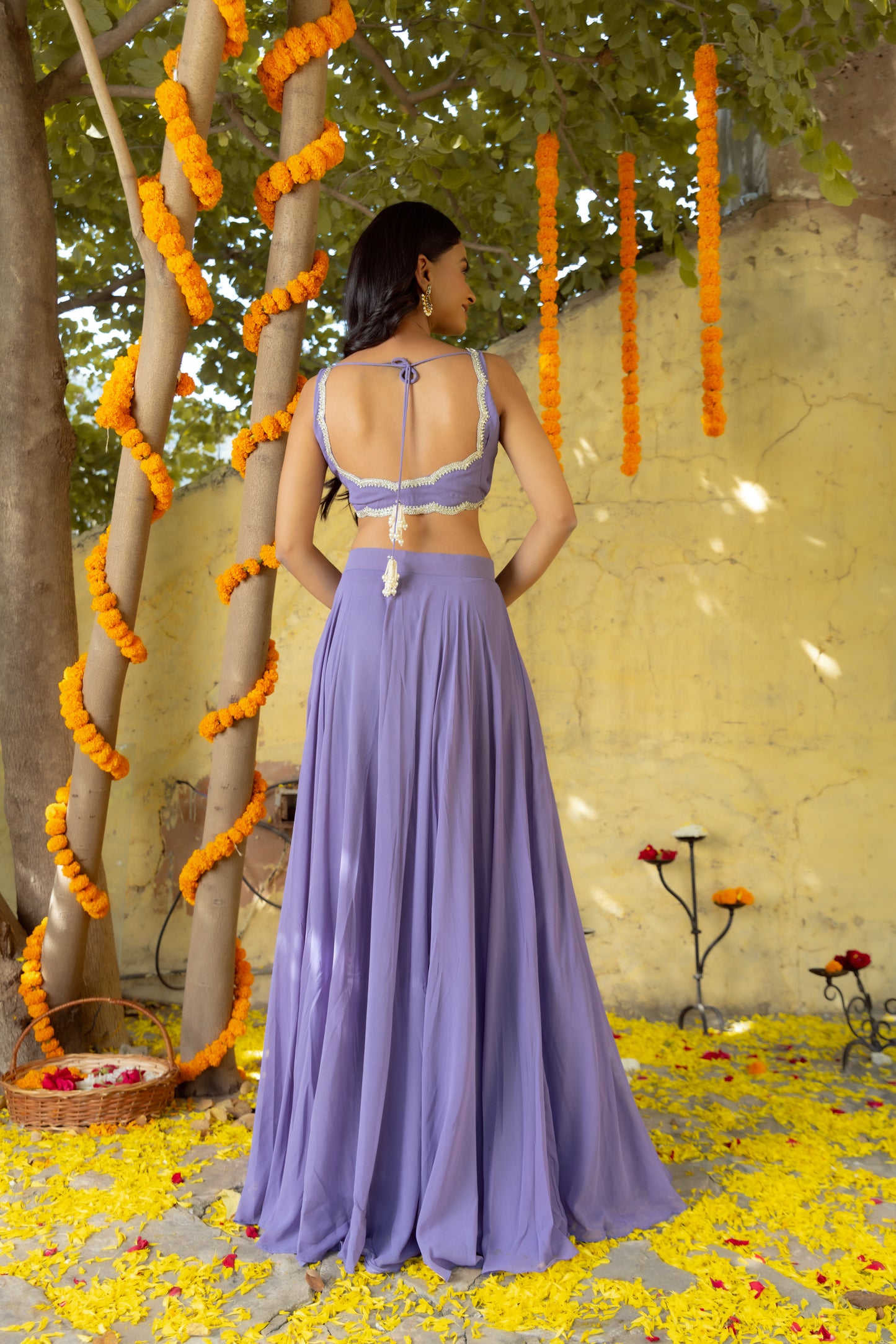 TARA VOILET GREY DETAILED LEHENGA SET Deasha India