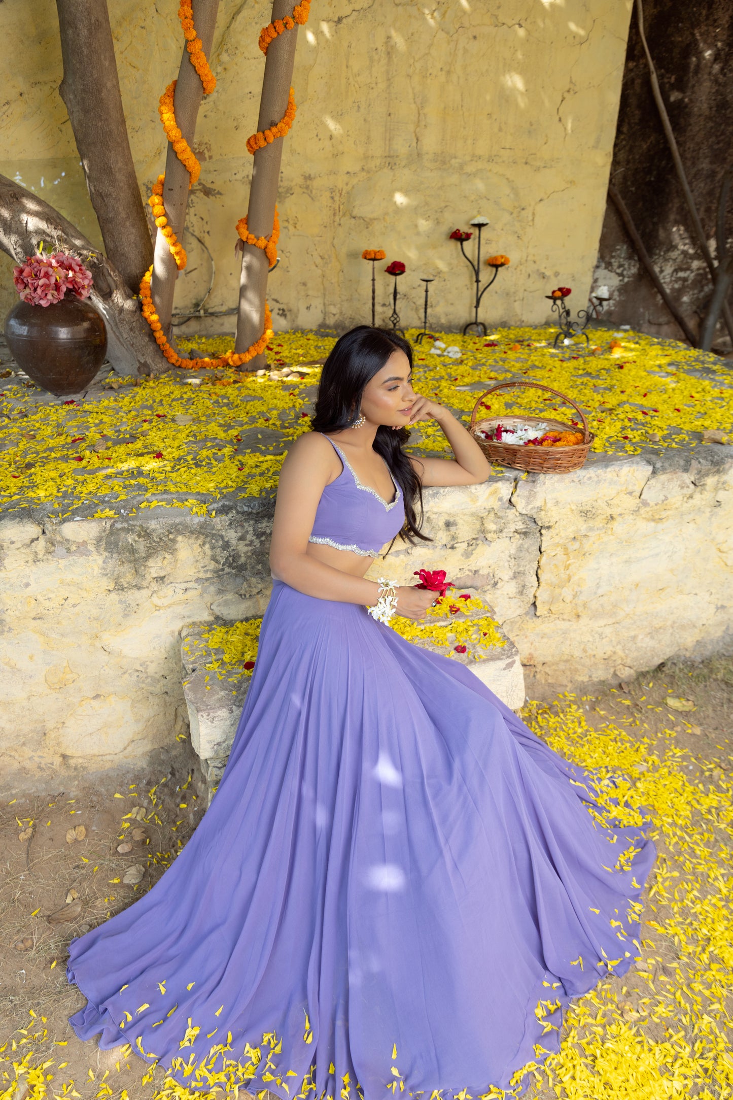 TARA VOILET GREY DETAILED LEHENGA SET Deasha India