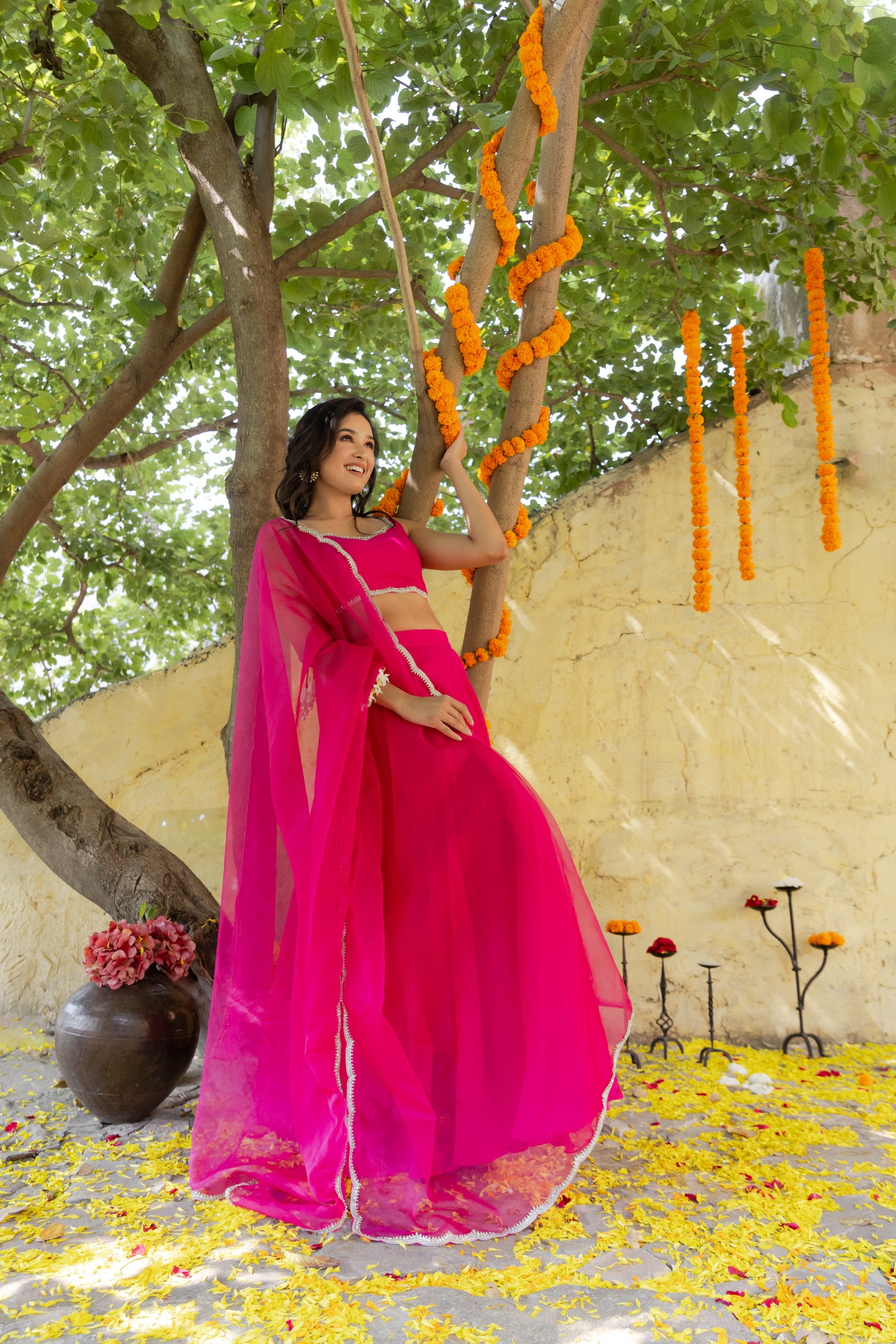 RANI MAGENTA PINK DETAILED LEHENGA SET Deasha India