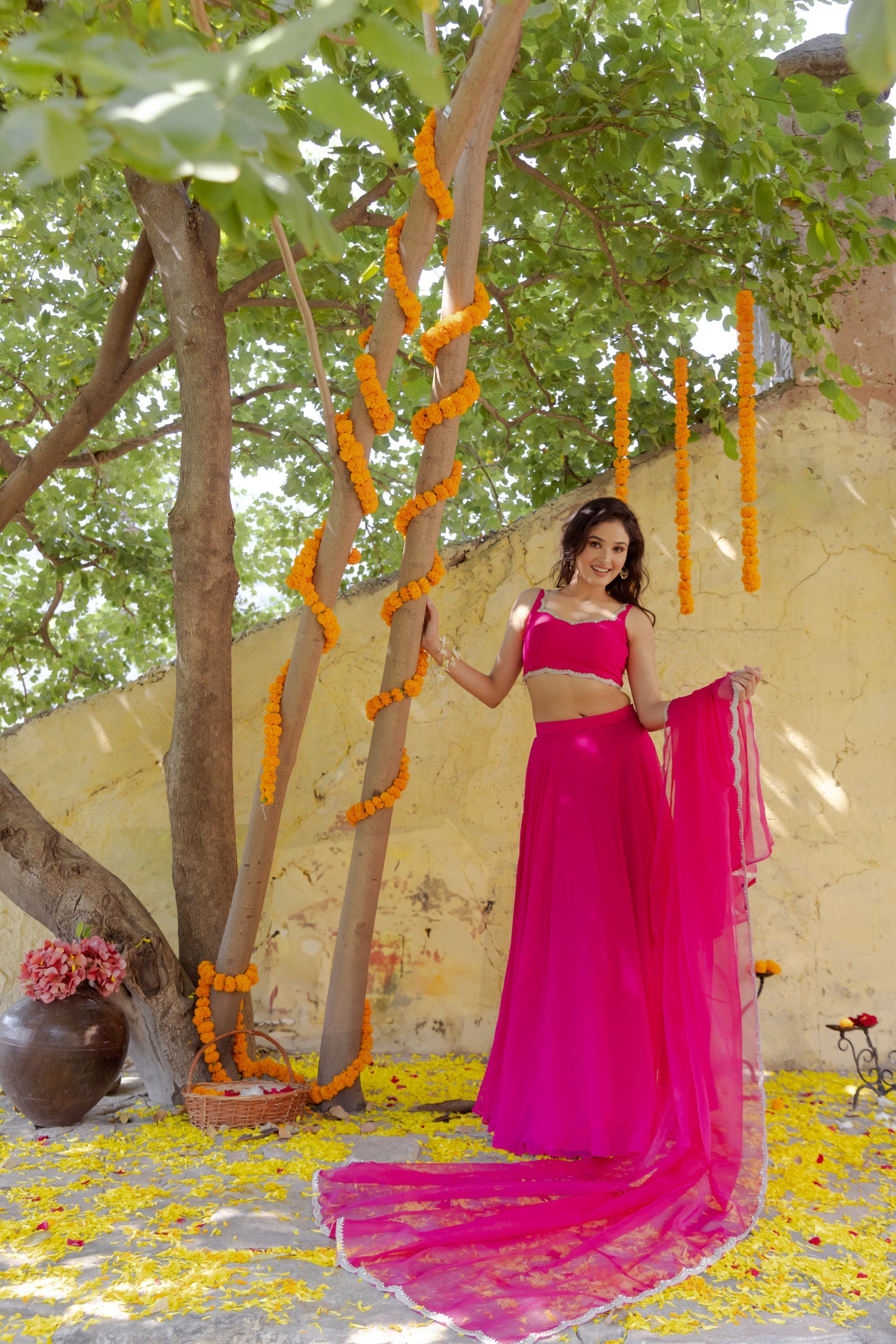 RANI MAGENTA PINK DETAILED LEHENGA SET Deasha India