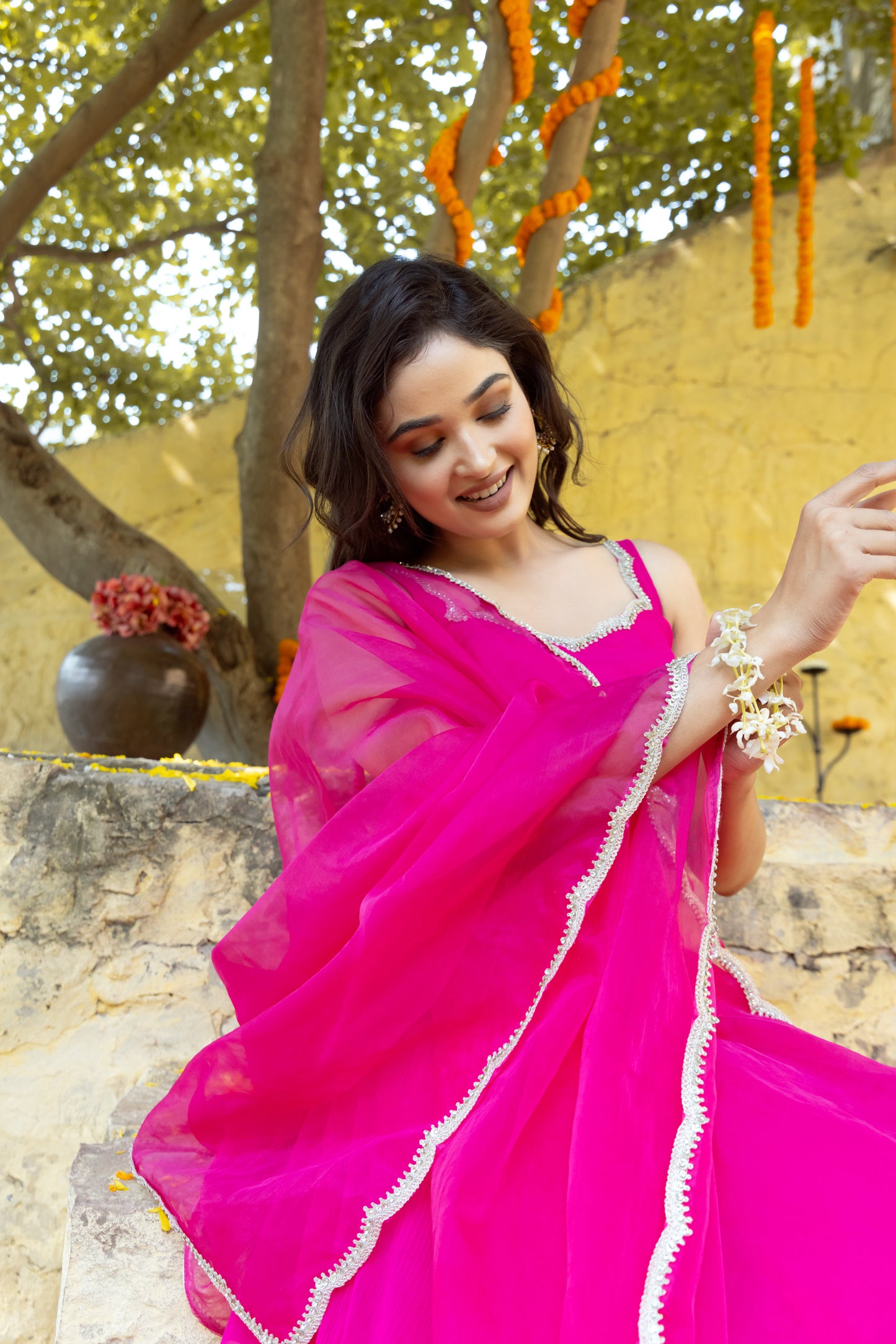 RANI MAGENTA PINK DETAILED LEHENGA SET Deasha India