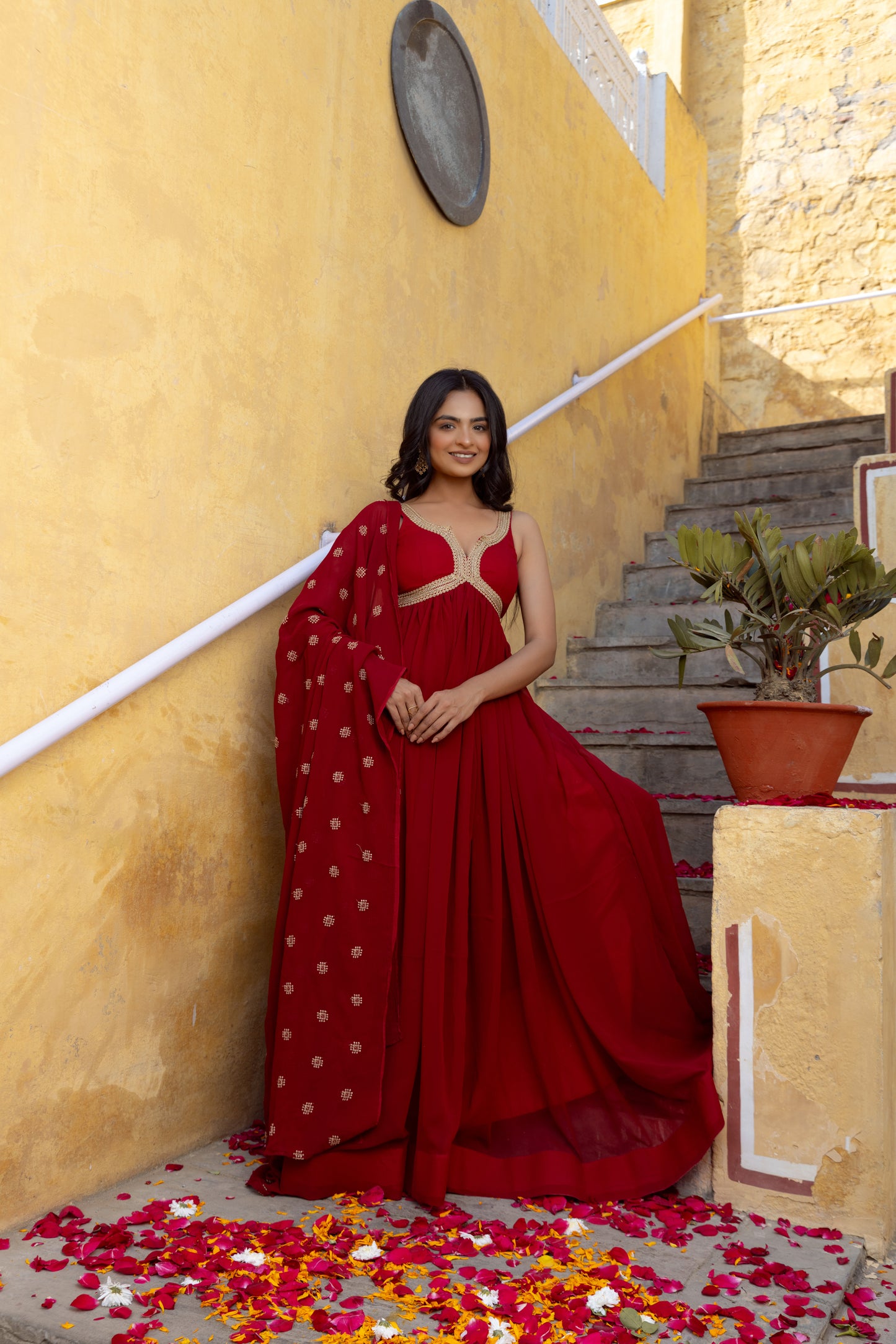 BARKHA MAROON RED ANARKALI SET Deasha India