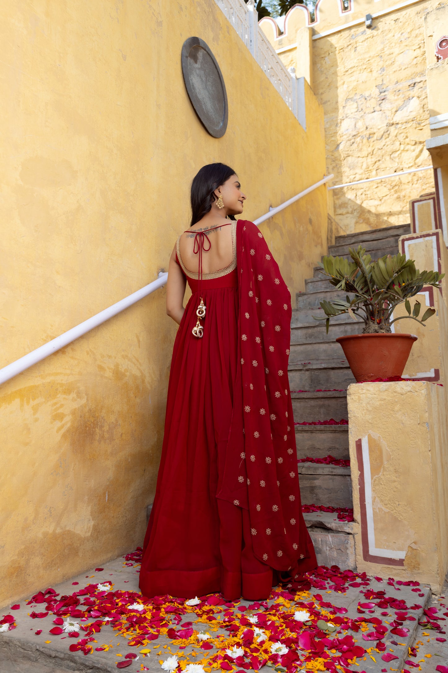 BARKHA MAROON RED ANARKALI SET Deasha India