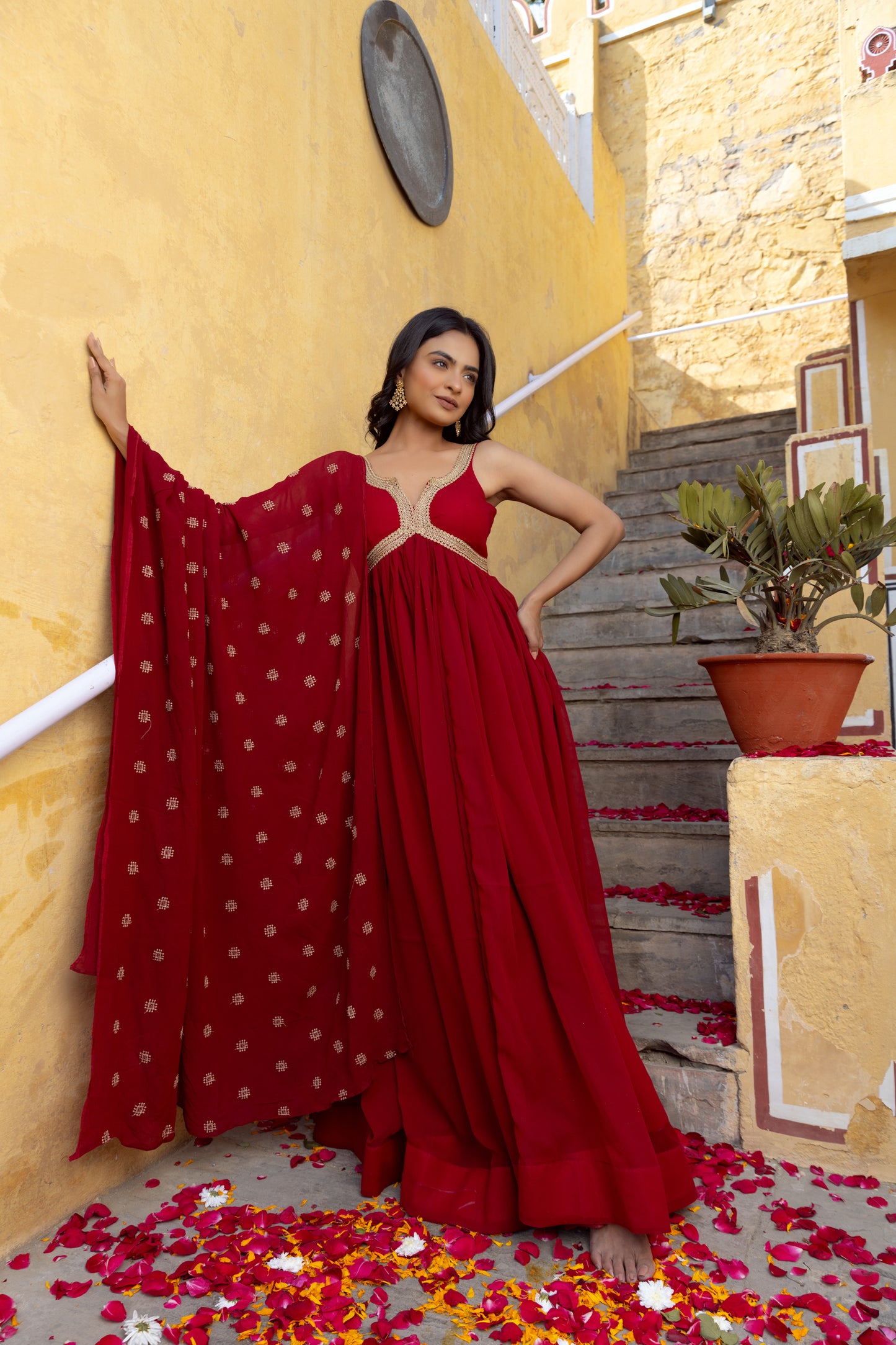 BARKHA MAROON RED ANARKALI SET Deasha India