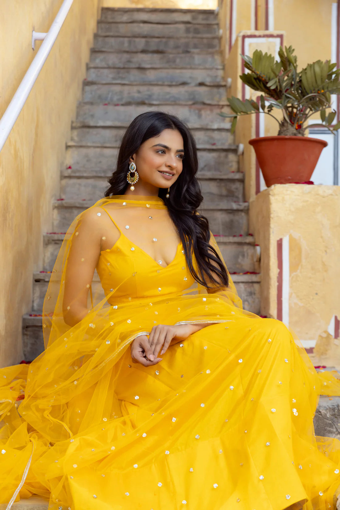 HEENA GREEN NET EMBROIDERED LEHENGA SET Deasha India