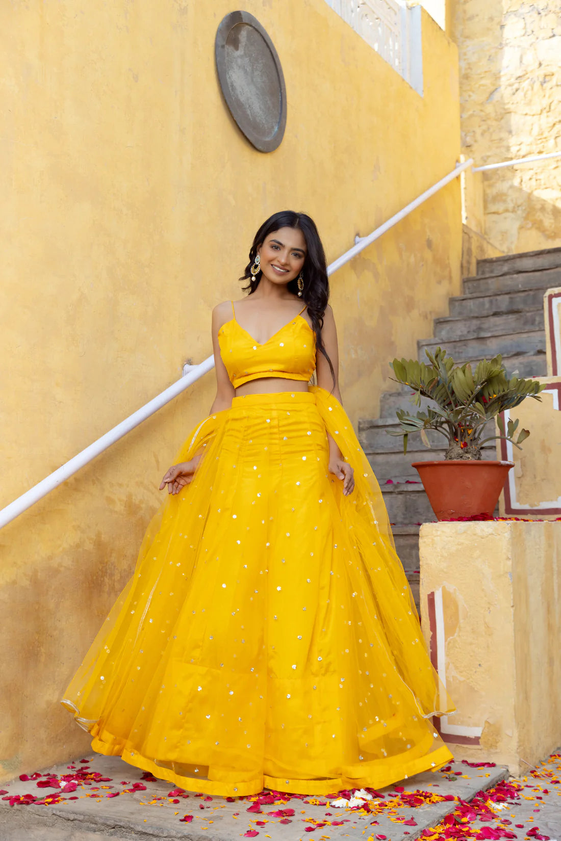HEENA GREEN NET EMBROIDERED LEHENGA SET Deasha India