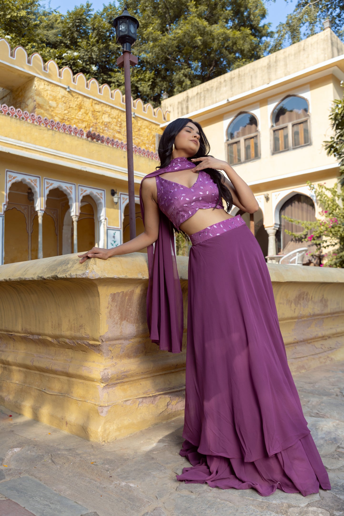 ANTARA GRAPE EMBROIDERED LEHENGA SET Deasha India