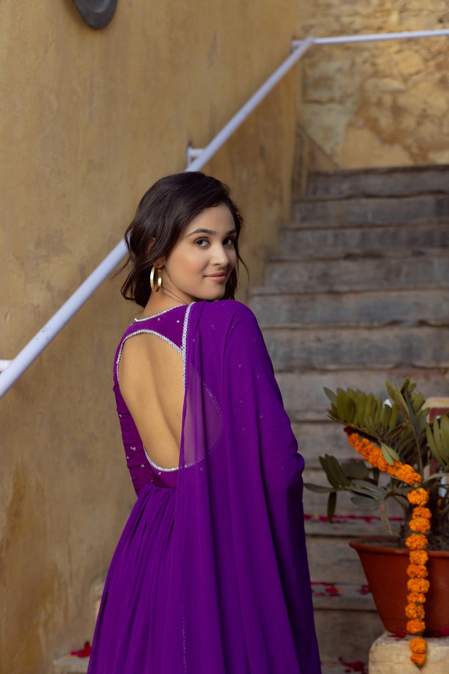 ADHIRA TRUE PURPLE ANARKALI SET Deasha India