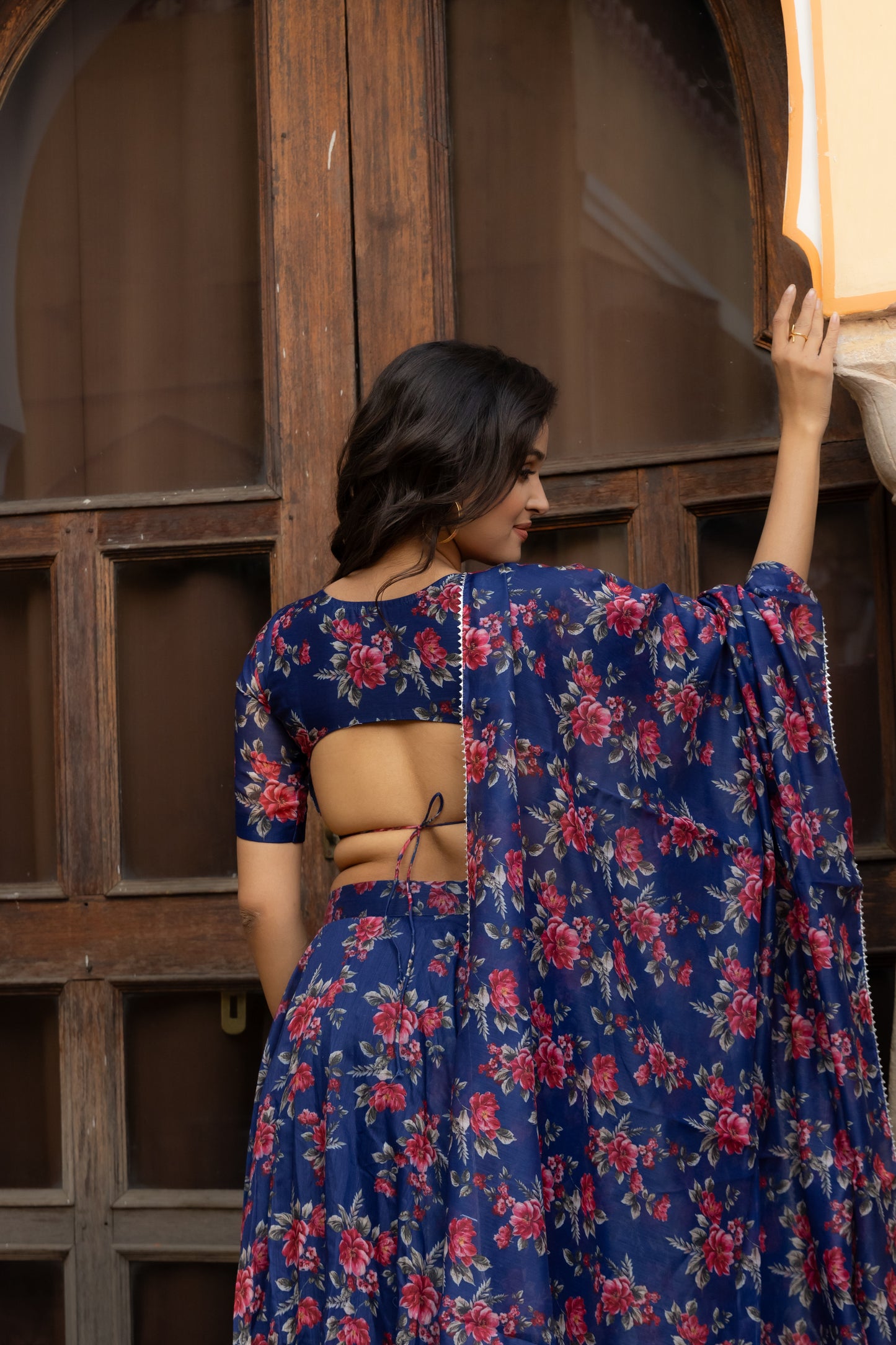 SAIRA BLUE FLORAL PRINTED LEHENGA SET Deasha India