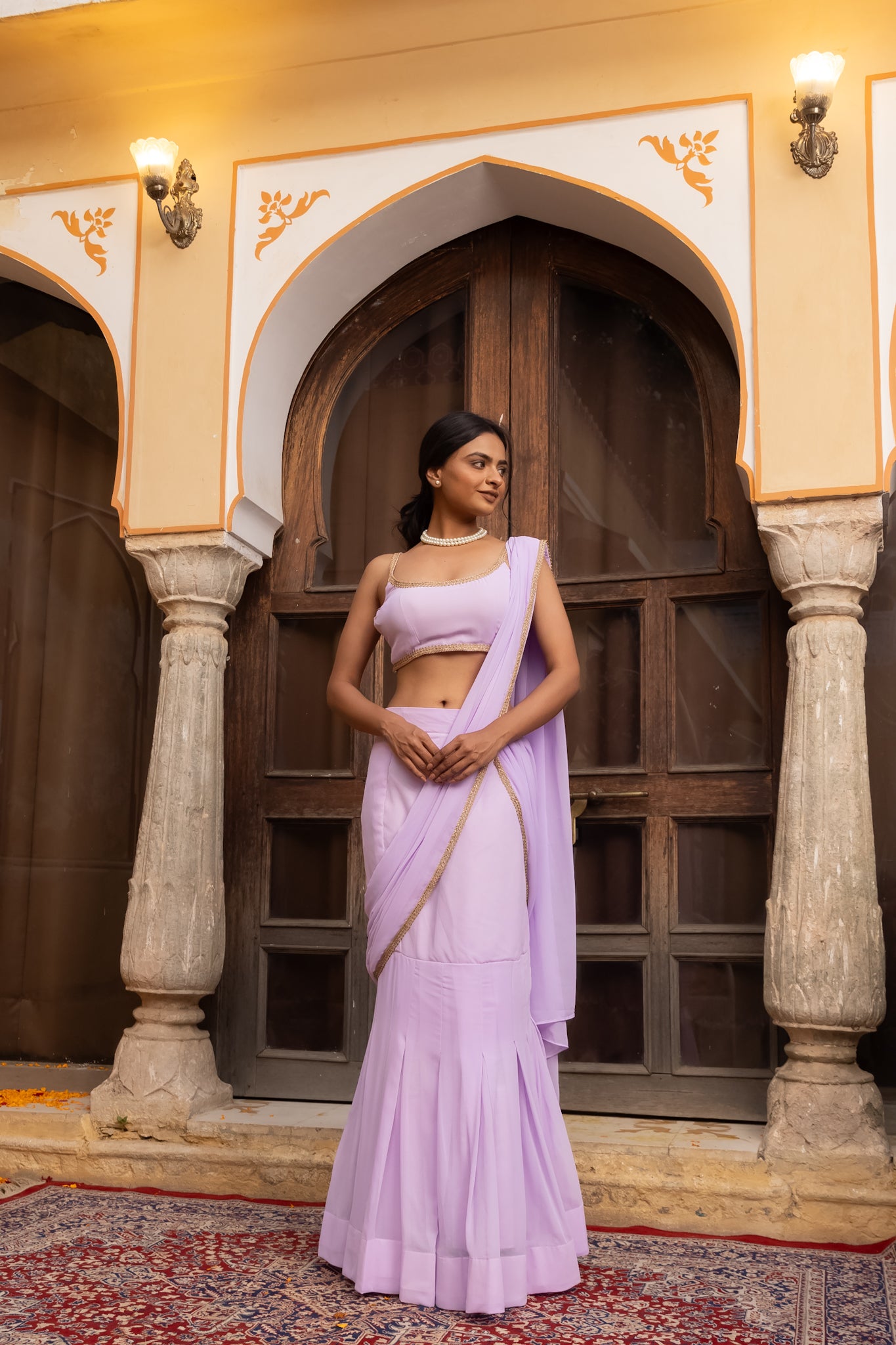 AALIYAH LAVENDER PREDRAPED FISHCUT SAREE Deasha India
