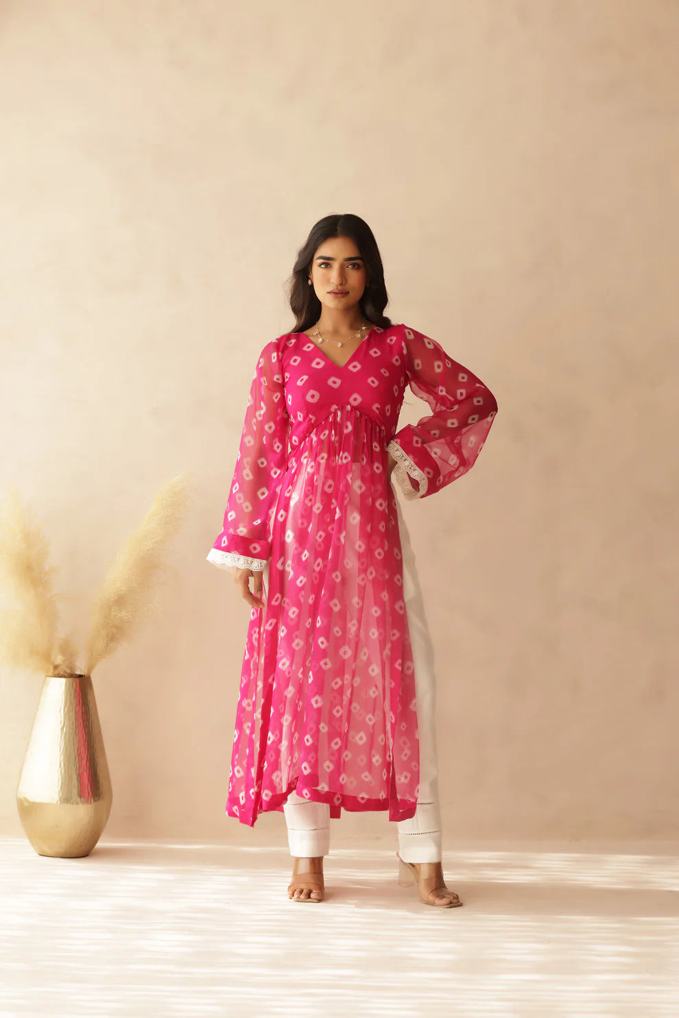 NAVYA BLUE BANDHEJ KURTA SET