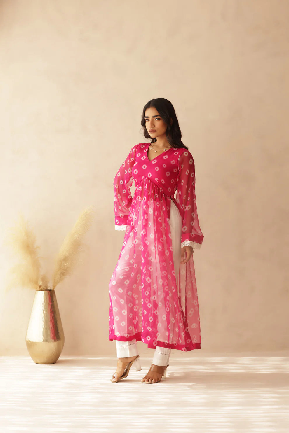 NAVYA BLUE BANDHEJ KURTA SET
