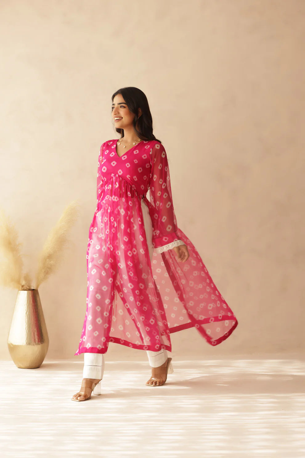 NAVYA BLUE BANDHEJ KURTA SET
