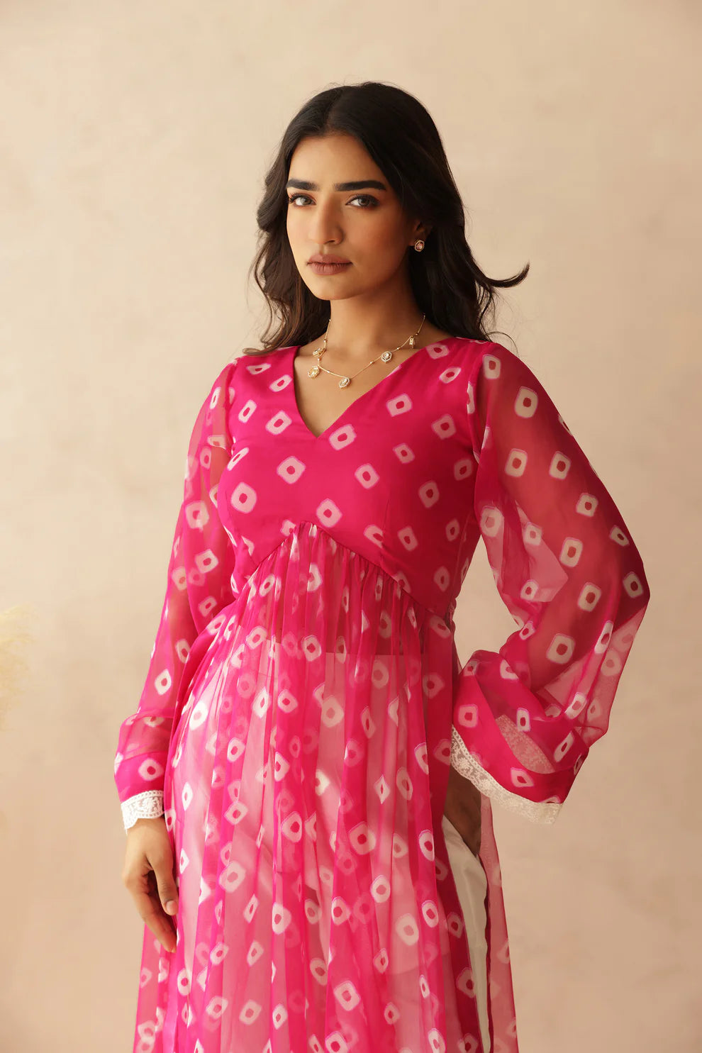 NAVYA BLUE BANDHEJ KURTA SET