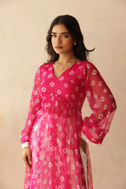 NAVYA BLUE BANDHEJ KURTA SET
