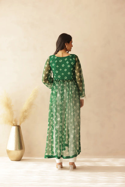 NAVYA BLUE BANDHEJ KURTA SET