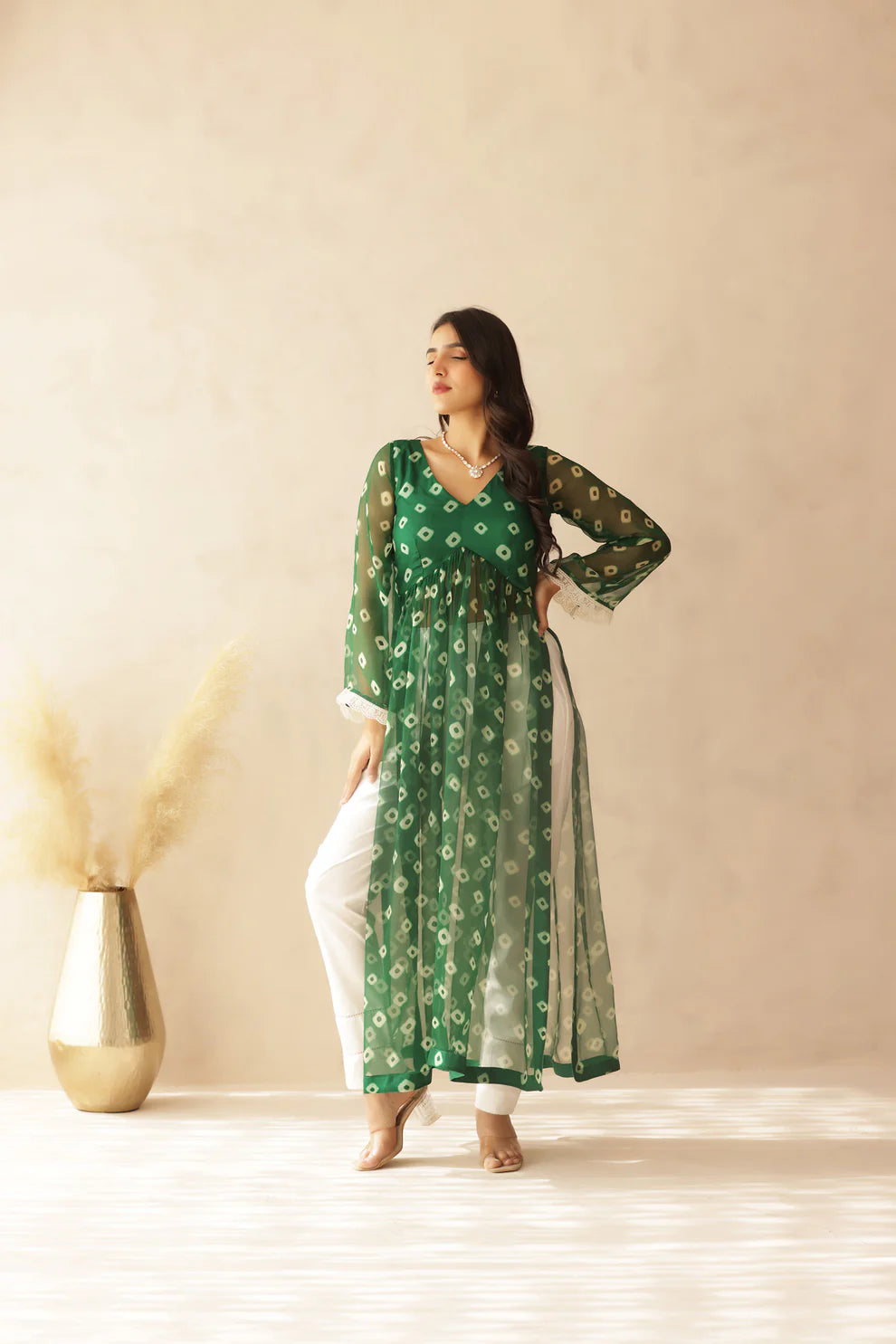 NAVYA BLUE BANDHEJ KURTA SET