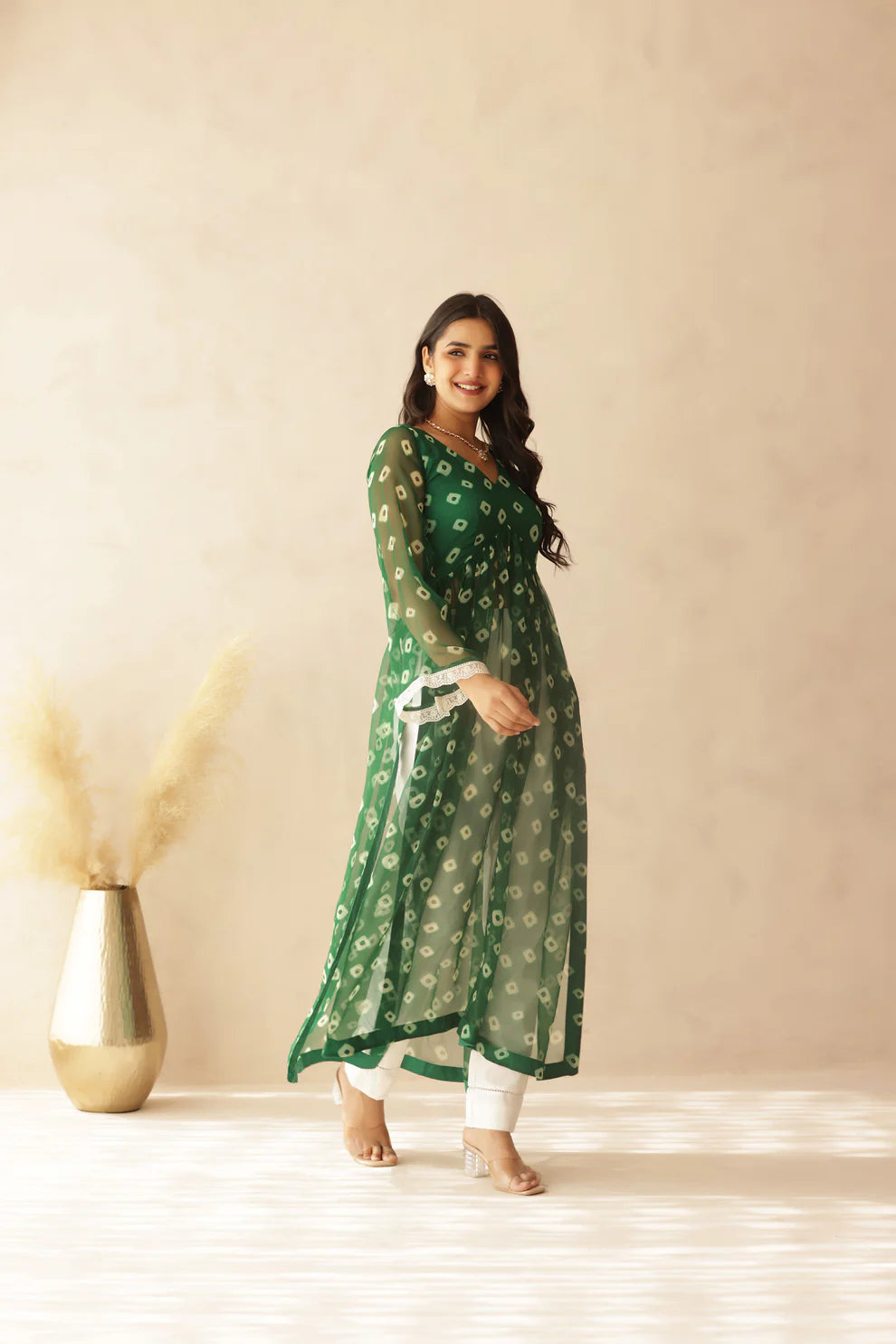 NAVYA BLUE BANDHEJ KURTA SET