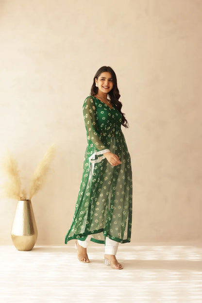 NAVYA BLUE BANDHEJ KURTA SET