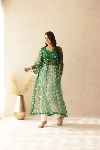 NAVYA BLUE BANDHEJ KURTA SET