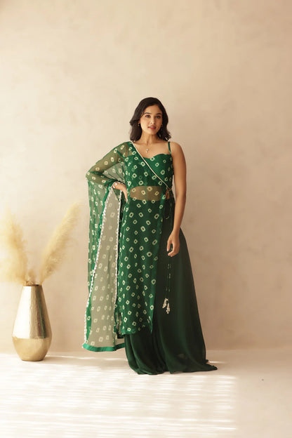 ALANI PINK BANDHEJ FUSION SET