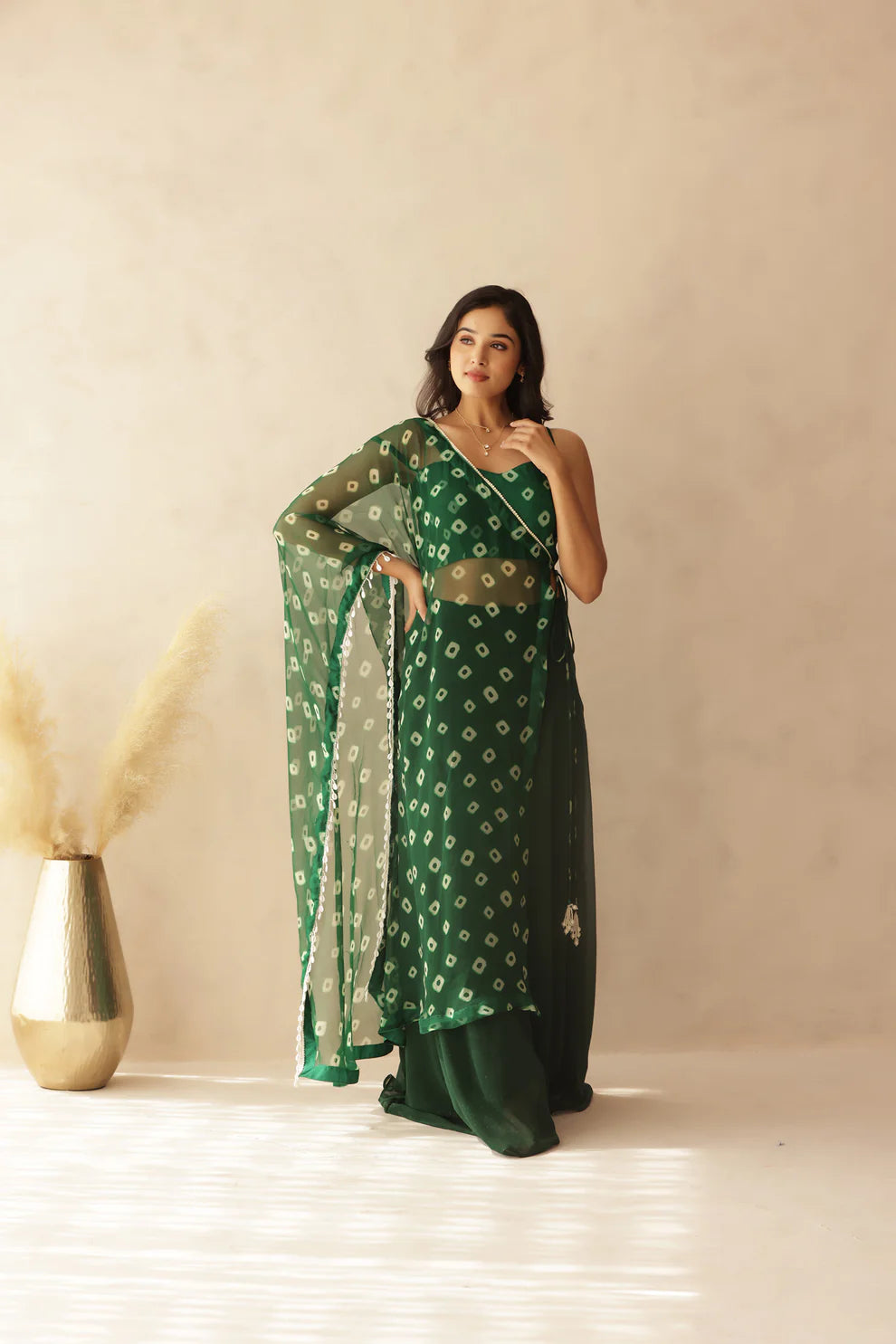 ALANI PINK BANDHEJ FUSION SET