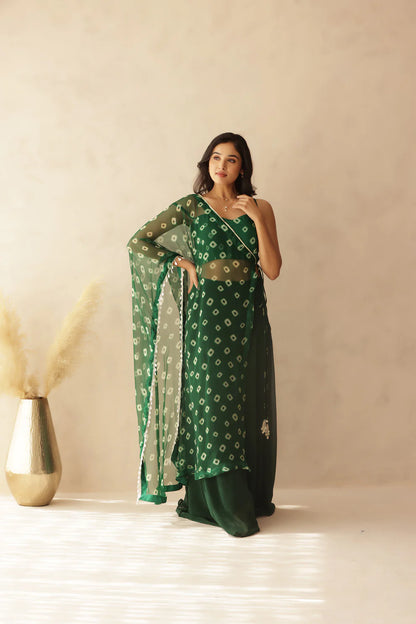 ALANI PINK BANDHEJ FUSION SET
